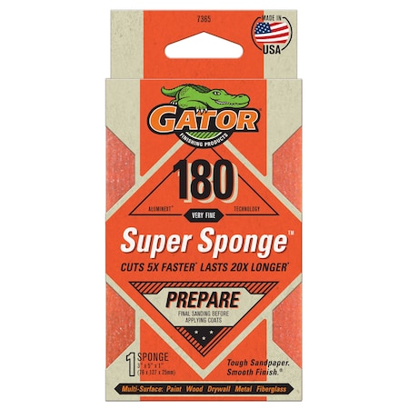 Gator Finishing AlumiNext Sandpaper Super Sponge, 180 Very Fine Grit 7365